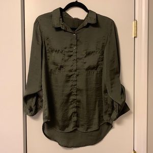 Green button down blouse from Cotton On